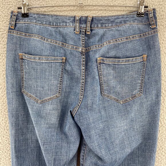 Chicos Jeans Womens 2 US 12 Blue Platinum Straight Leg Distressed Denim Stretch - Picture 4 of 11